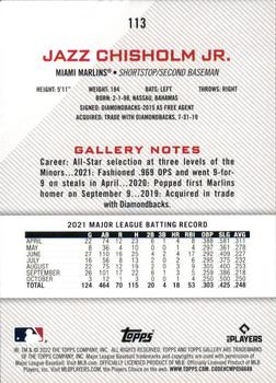 2022 Topps Gallery #113 Jazz Chisholm Jr. Back