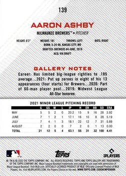 2022 Topps Gallery #139 Aaron Ashby Back