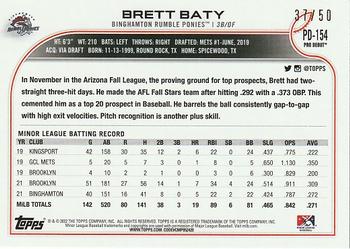 2022 Topps Pro Debut - Gold #PD-154 Brett Baty Back