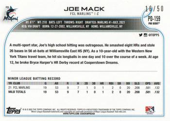 2022 Topps Pro Debut - Gold #PD-159 Joe Mack Back