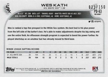 2022 Topps Pro Debut - Blue #PD-63 Wes Kath Back