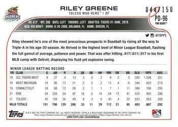 2022 Topps Pro Debut - Blue #PD-96 Riley Greene Back