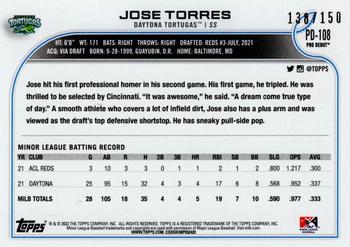 2022 Topps Pro Debut - Blue #PD-108 Jose Torres Back