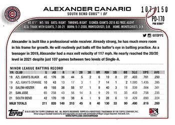 2022 Topps Pro Debut - Blue #PD-170 Alexander Canario Back