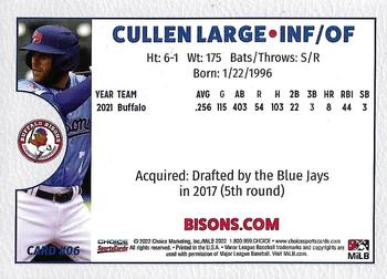 2022 Choice Buffalo Bisons #6 Cullen Large Back