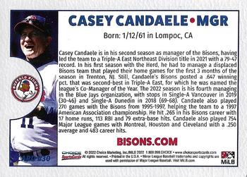 2022 Choice Buffalo Bisons #30 Casey Candaele Back