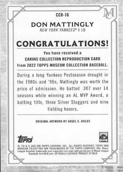 2022 Topps Museum Collection - Canvas Collection Reprints #CCR-16 Don Mattingly Back