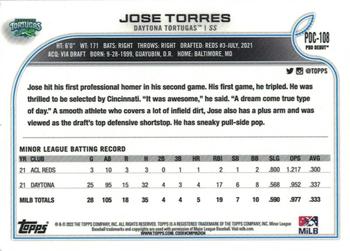 2022 Topps Pro Debut - Chrome #PDC-108 Jose Torres Back