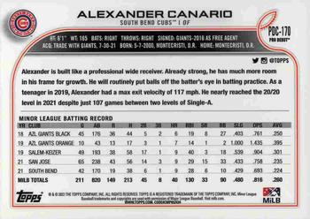2022 Topps Pro Debut - Chrome #PDC-170 Alexander Canario Back