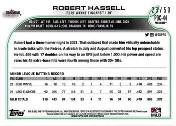 2022 Topps Pro Debut - Chrome Gold Refractor #PDC-44 Robert Hassell Back