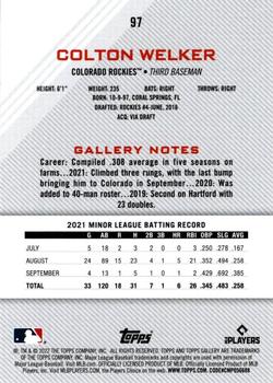 2022 Topps Gallery - Printer Proof #97 Colton Welker Back