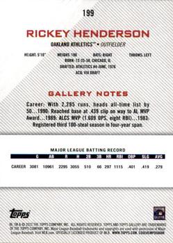 2022 Topps Gallery - Rainbow Foil #199 Rickey Henderson Back