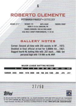 2022 Topps Gallery - Blue Pattern #6 Roberto Clemente Back