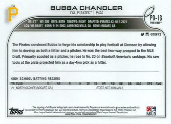 2022 Topps Pro Debut - Autographs #PD-16 Bubba Chandler Back