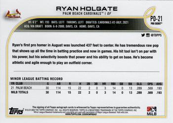 2022 Topps Pro Debut - Autographs #PD-21 Ryan Holgate Back