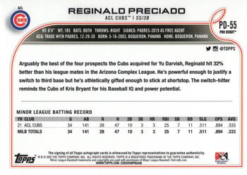 2022 Topps Pro Debut - Autographs #PD-55 Reginald Preciado Back