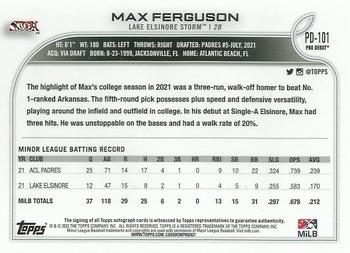 2022 Topps Pro Debut - Autographs #PD-101 Max Ferguson Back