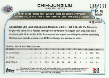 2022 Topps Pro Debut - Autographs Blue #PD-89 Chih-Jung Liu Back
