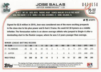 2022 Topps Pro Debut - Autographs Blue #PD-197 Jose Salas Back