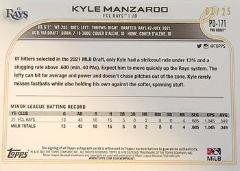 2022 Topps Pro Debut - Autographs Orange #PD-171 Kyle Manzardo Back