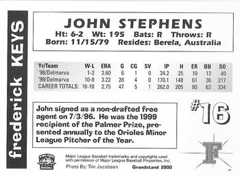 2000 Grandstand Pepsi Frederick Keys SGA #NNO John Stephens Back