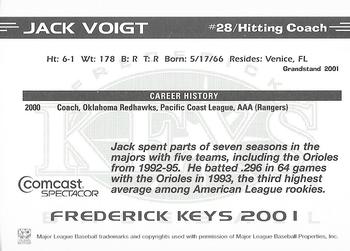 2001 Grandstand Pepsi Frederick Keys SGA #NNO Jack Voigt Back