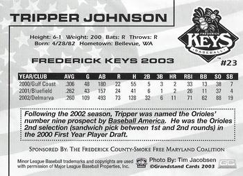 2003 Grandstand Frederick Keys SGA #NNO Tripper Johnson Back