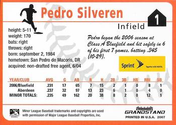 2007 Grandstand Delmarva Shorebirds SGA #NNO Pedro Silveren Back