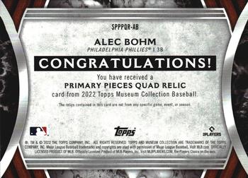 2022 Topps Museum Collection - Single-Player Primary Pieces Quad Relics Copper #SPPPQR-AB Alec Bohm Back