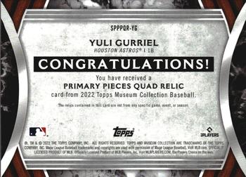 2022 Topps Museum Collection - Single-Player Primary Pieces Quad Relics Copper #SPPPQR-YG Yuli Gurriel Back