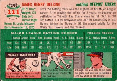 1954 Topps #111 Jim Delsing Back