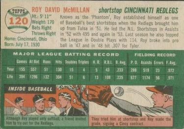 1954 Topps #120 Roy McMillan Back