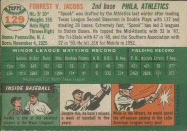 1954 Topps #129 Forrest Jacobs Back