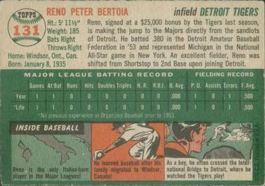 1954 Topps #131 Reno Bertoia Back