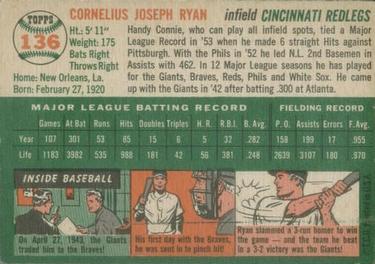 1954 Topps #136 Connie Ryan Back