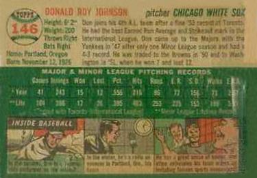 1954 Topps #146 Don Johnson Back