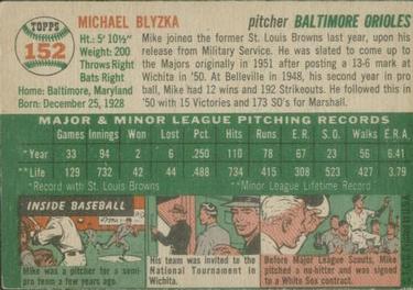 1954 Topps #152 Mike Blyzka Back