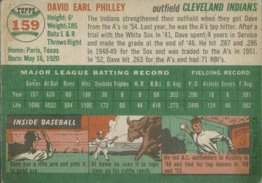 1954 Topps #159 Dave Philley Back