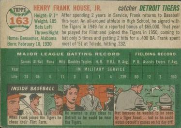 1954 Topps #163 Frank House Back