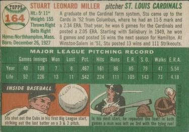 1954 Topps #164 Stu Miller Back