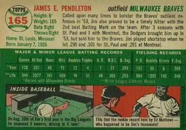 1954 Topps #165 Jim Pendleton Back