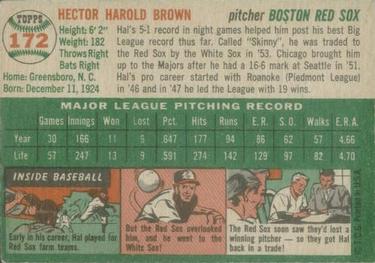 1954 Topps #172 Hal Brown Back