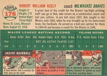 1954 Topps #176 Bob Keely Back