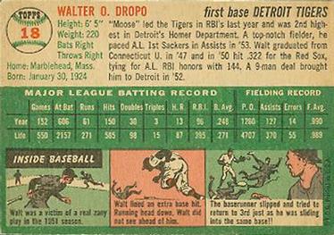 1954 Topps #18 Walt Dropo Back