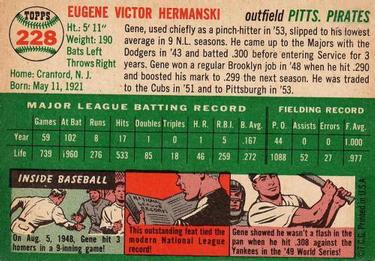 1954 Topps #228 Gene Hermanski Back