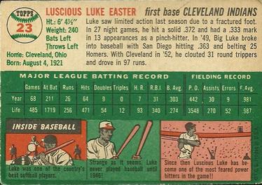 1954 Topps #23 Luke Easter Back
