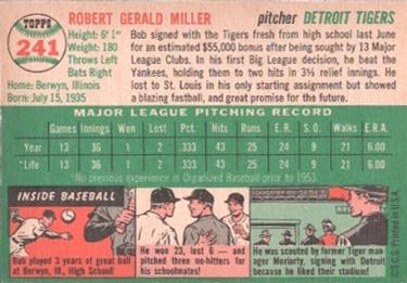 1954 Topps #241 Bob Miller Back