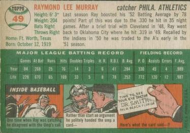 1954 Topps #49 Ray Murray Back