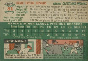 1954 Topps #81 Dave Hoskins Back