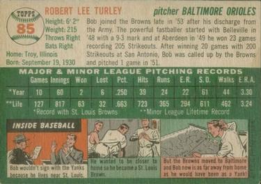 1954 Topps #85 Bob Turley Back